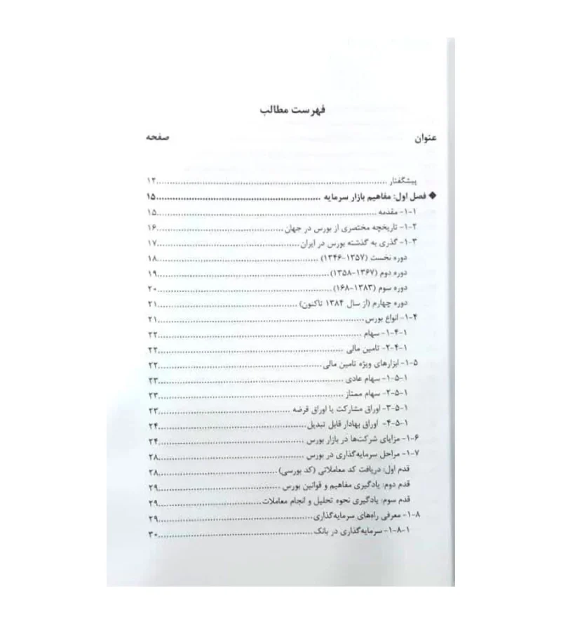 فهرست مطالب کتاب آموزش کاربردی نحوه ورود به بازار سرمایه ایران 1